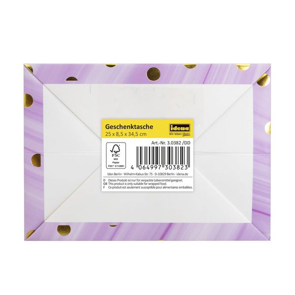 Produktbild: Idena Flaschentasche Dot lila/gold 12x35x9cm