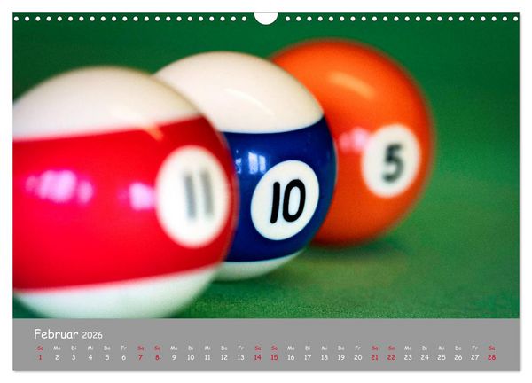 Produktbild: Freizeit Billard - Queue, Kugeln, Kreide und Tisch (Wandkalender 2026 DIN A3 quer), CALVENDO Monatskalender