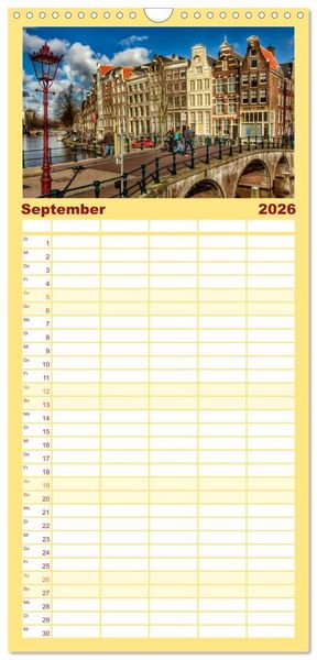 Produktbild: Familienplaner 2026 - Amsterdam - Venedig des Nordens mit 5 Spalten (Wandkalender, 21 x 45 cm) CALVENDO