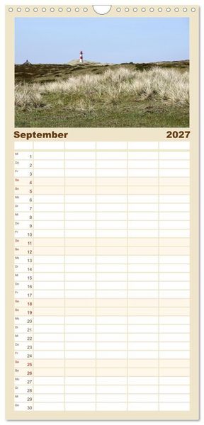 Produktbild: Familienplaner 2027 - Vielf&auml;ltiges Sylt - Mehr als Strand mit 5 Spalten (Wandkalender, 21 x 45 cm) CALVENDO