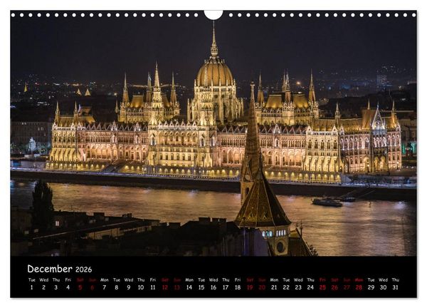 Produktbild: Danube River Nightlights (Wall Calendar 2026 DIN A3 landscape), CALVENDO 12 Month Wall Calendar
