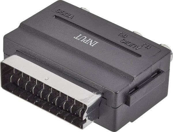 Produktbild: SpeaKa Professional SP-7869904 Cinch / SCART Adapter [3x Cinch-Buchse - 1x SCART-Stecker] Schwarz