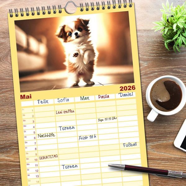 Produktbild: Familienplaner 2026 - Chihuahua-Welpen &ndash; Kleine Wunder mit 5 Spalten (Wandkalender, 21 x 45 cm) CALVENDO