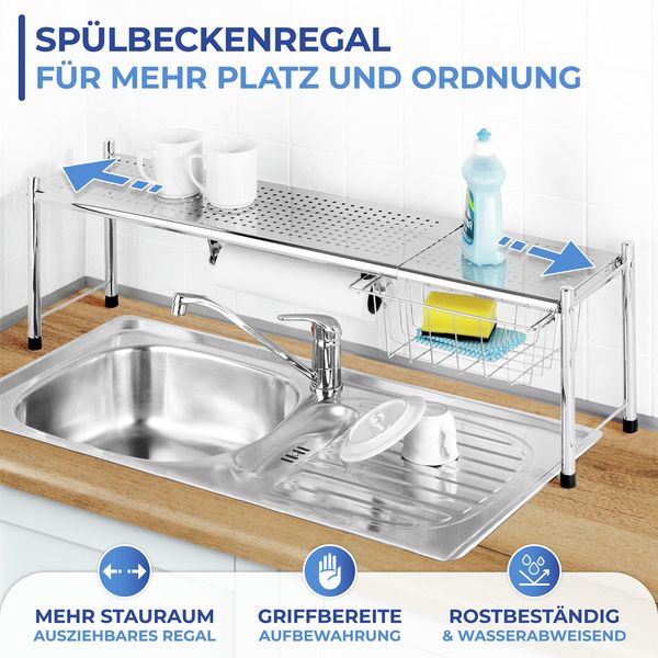 Produktbild: Sp&uuml;lbeckenregal Mod. Expando, mit herausziehbarem Ablagekorb