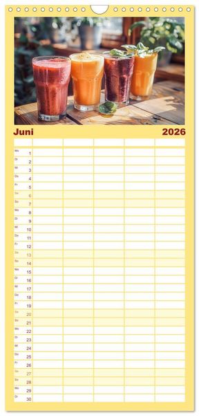 Produktbild: Familienplaner 2026 - Leckere Smoothies mit 5 Spalten (Wandkalender, 21 x 45 cm) CALVENDO