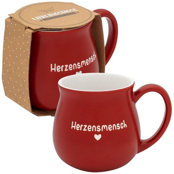 Produktbild: GRUSS & CO Tasse bauchig graviert "Herzensmensch"