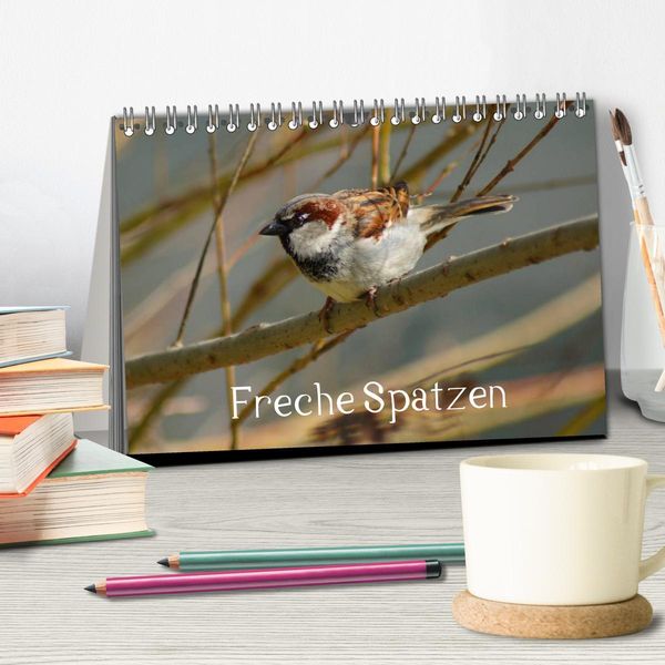 Produktbild: Freche Spatzen (Tischkalender 2026 DIN A5 quer), CALVENDO Monatskalender