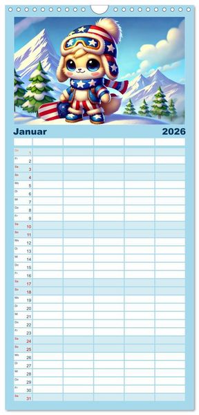 Produktbild: Familienplaner 2026 - Buddy Stars - Abenteuer f&uuml;r Kinder mit 5 Spalten (Wandkalender, 21 x 45 cm) CALVENDO