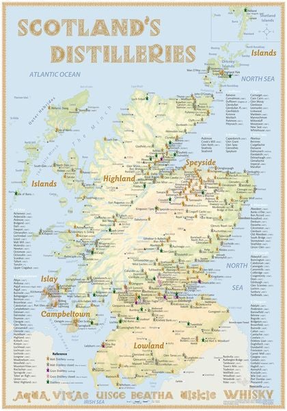 Whisky Distilleries Scotland - Poster 70x100cm Standard Edition