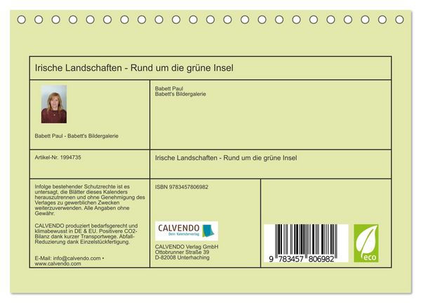 Produktbild: Irische Landschaften - Rund um die gr&uuml;ne Insel (Tischkalender 2026 DIN A5 quer), CALVENDO Monatskalender