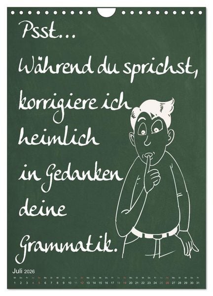 Produktbild: Coole Lehrerspr&uuml;che (Wandkalender 2026 DIN A4 hoch), CALVENDO Monatskalender