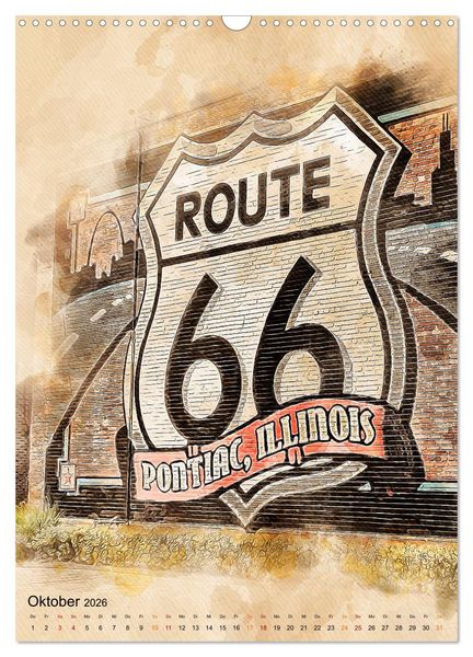Produktbild: Route 66 - 2451 Meilen (Wandkalender 2026 DIN A3 hoch), CALVENDO Monatskalender
