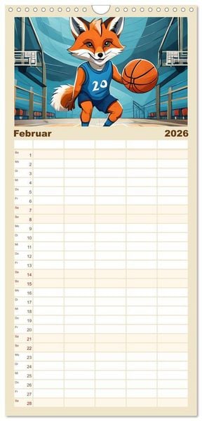 Produktbild: Familienplaner 2026 - Schlaufuchs - Abenteuer Schule mit 5 Spalten (Wandkalender, 21 x 45 cm) CALVENDO