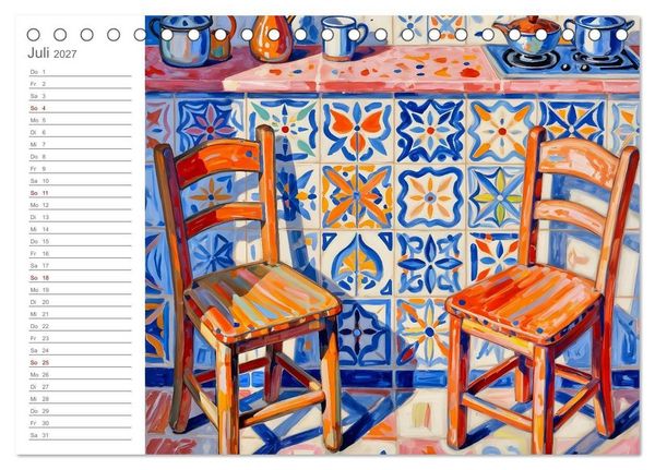 Produktbild: K&uuml;chenrausch - Ein farbstarker K&uuml;chenkalender im expressiven Stil (Tischkalender 2027 DIN A5 quer), CALVENDO Monatskalender