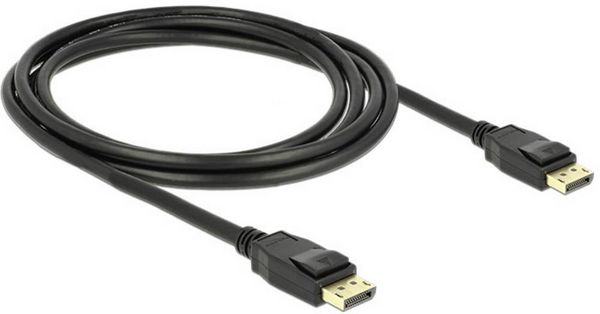 Produktbild: Delock DisplayPort Anschlusskabel DisplayPort Stecker, DisplayPort Stecker 2.00 m Schwarz 83806 vergoldete Steckkontakte DisplayPort-Kabel