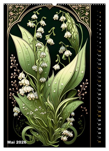 Produktbild: Jugendstil Blumen (Wandkalender 2026 DIN A2 hoch), CALVENDO Monatskalender