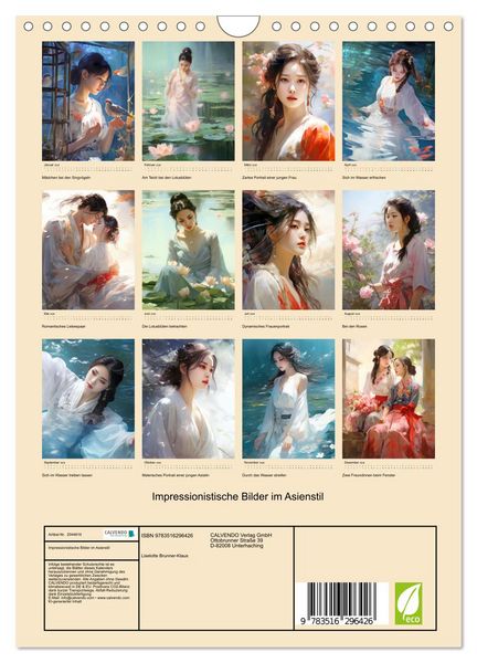 Produktbild: Impressionistische Bilder im Asienstil (Wandkalender 2026 DIN A4 hoch), CALVENDO Monatskalender