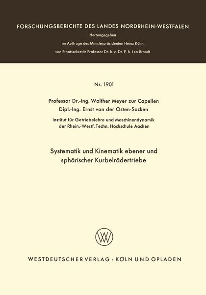 Produktbild: Systematik und Kinematik ebener und sph&auml;rischer Kurbelr&auml;dertriebe