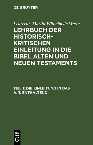 Produktbild: Die Einleitung in das A. T. enthaltend