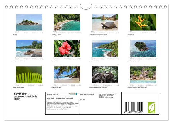 Produktbild: Seychellen - unterwegs mit Julia Hahn (Wandkalender 2026 DIN A4 quer), CALVENDO Monatskalender
