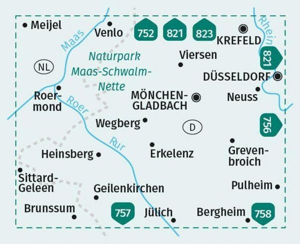 Produktbild: KOMPASS Wanderkarte 755 Niederrhein S&uuml;d, Naturpark Maas-Schwalm-Nette 1:50.000