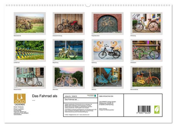 Produktbild: Das Fahrrad als ... (hochwertiger Premium Wandkalender 2026 DIN A2 quer), Kunstdruck in Hochglanz