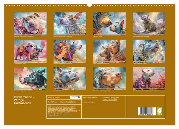 Produktbild: Punkerhunde - Witzige Illustrationen (hochwertiger Premium Wandkalender 2026 DIN A2 quer), Kunstdruck in Hochglanz