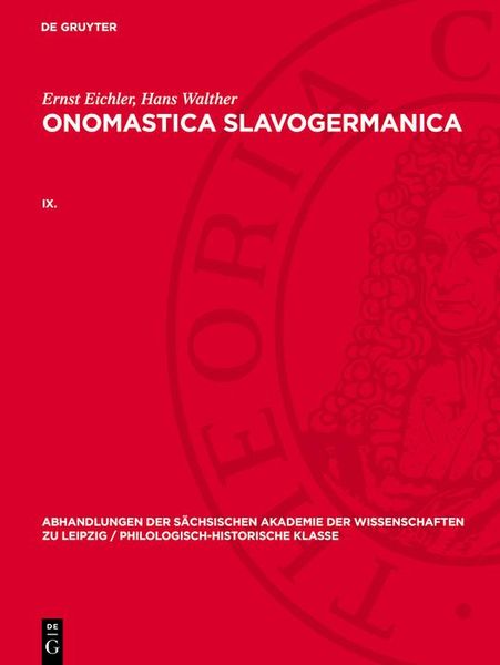 Produktbild: Ernst Eichler; Hans Walther: Onomastica Slavogermanica. IX.