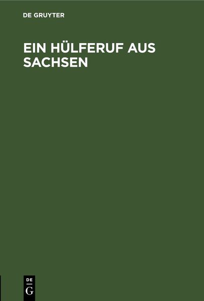 Produktbild: Ein H&uuml;lferuf aus Sachsen