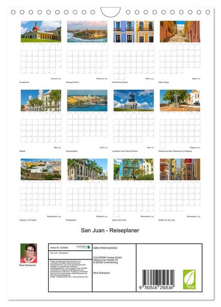 Produktbild: San Juan - Reiseplaner (Wandkalender 2026 DIN A4 hoch), CALVENDO Monatskalender