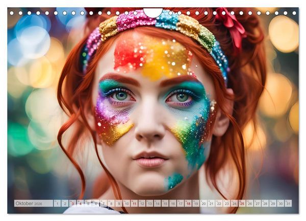 Produktbild: Farben der Weiblichkeit - Kunstvolle KI Portraits (Wandkalender 2026 DIN A4 quer), CALVENDO Monatskalender