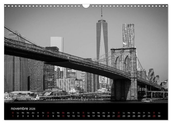 Produktbild: New York en noir et blanc (Calendrier mural 2026 DIN A3 vertical), CALVENDO calendrier mensuel