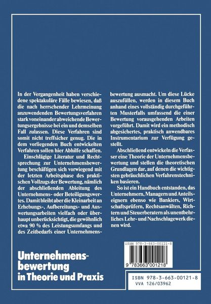 Produktbild: Unternehmensbewertung in Theorie und Praxis