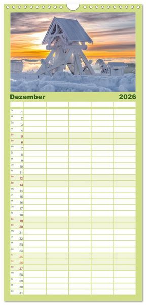 Produktbild: Familienplaner 2026 - Sch&ouml;nes Erzgebirge mit 5 Spalten (Wandkalender, 21 x 45 cm) CALVENDO