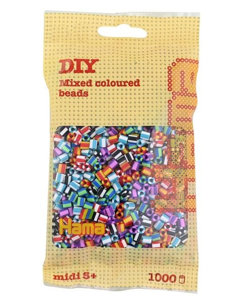 Hama 207-90 - DIY Bügelperlen Midi 5+, ca. 1000 Stück, Mix gestreift