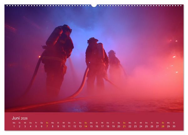 Produktbild: Feuer und Flamme - Feuerwehrkalender (hochwertiger Premium Wandkalender 2026 DIN A2 quer), Kunstdruck in Hochglanz