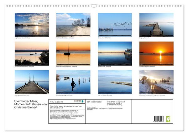 Produktbild: Steinhuder Meer, Momentaufnahmen von Christine Bienert (Wandkalender 2026 DIN A2 quer), CALVENDO Monatskalender