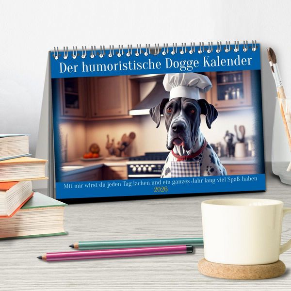 Produktbild: Der humoristische Dogge Kalender (Tischkalender 2026 DIN A5 quer), CALVENDO Monatskalender