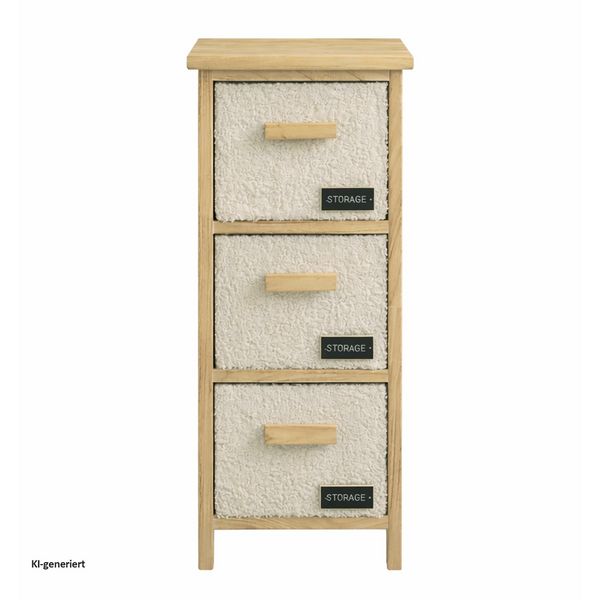 Produktbild: HTI-Living Kommode Melia schmal mit 3 Pl&uuml;sch-Schubladen Kommode Melia schmal mit 3 Pl&uuml;sch-Schubladen