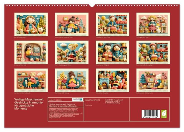 Produktbild: Wollige Maschenwelt. Gestrickte Harmonie f&uuml;r gem&uuml;tliche Momente (hochwertiger Premium Wandkalender 2026 DIN A2 quer), Kunstdruck in Hochglanz