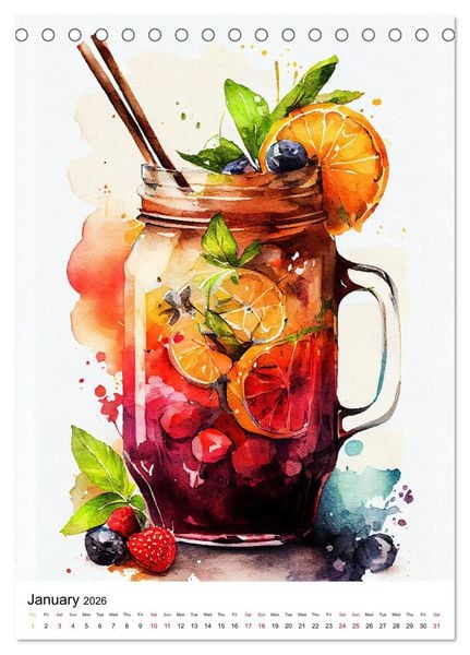 Produktbild: Artistic cocktails (Desk Calendar 2026 DIN A5 portrait), CALVENDO 12 Month DeskCalendar