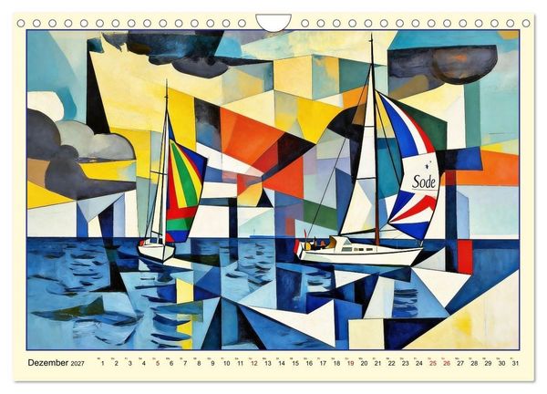 Produktbild: Segelschiffe im Stil des Kubismus (Wandkalender 2027 DIN A4 quer), CALVENDO Monatskalender