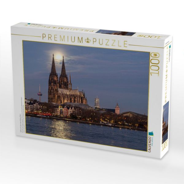 Produktbild: CALVENDO Puzzle Vollmond &uuml;ber dem K&ouml;lner Dom | 1000 Teile Lege-Gr&ouml;&szlig;e 64x48cm Foto-Puzzle f&uuml;r gl&uuml;ckliche Stunden