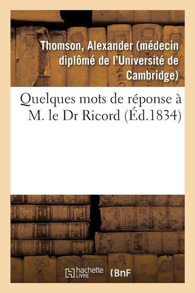 Produktbild: Quelques mots de r&eacute;ponse &agrave; M. le Dr Ricord