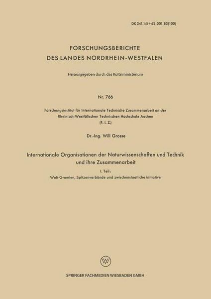 Produktbild: Internationale Organisationen der Naturwissenschaften und Technik und ihre Zusammenarbeit