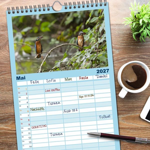 Produktbild: Familienplaner 2027 - Alcedo atthis. Der Eisvogel mit 5 Spalten (Wandkalender, 21 x 45 cm) CALVENDO