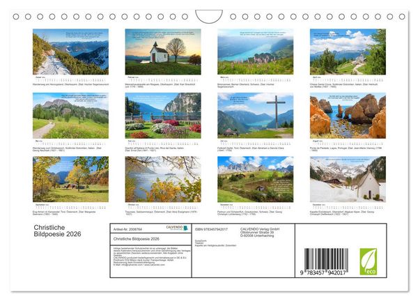 Produktbild: Christliche Bildpoesie 2026 (Wandkalender 2026 DIN A4 quer), CALVENDO Monatskalender