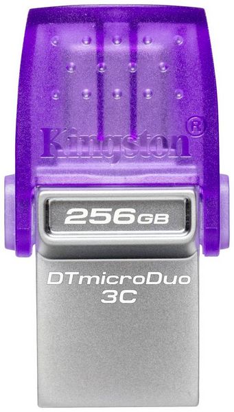 Produktbild: Kingston DataTraveler microDuo 3C USB-Stick Retail 256 GB Edelstahl, Violett DTDUO3CG3/256GB USB-A (USB 3.2 Gen 1), USB-C&reg;