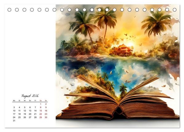 Produktbild: Fantastische surreale B&uuml;cherwelten (Tischkalender 2026 DIN A5 quer), CALVENDO Monatskalender