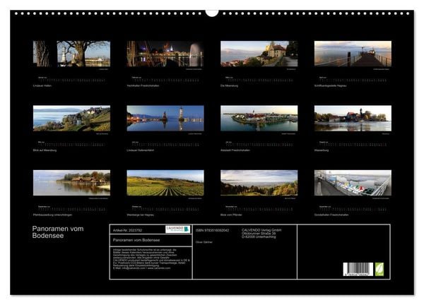 Produktbild: Panoramen vom Bodensee (Wandkalender 2026 DIN A2 quer), CALVENDO Monatskalender
